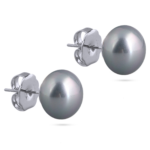 Пусеты (Майорка 12мм серо-голубая; покрытие родий)