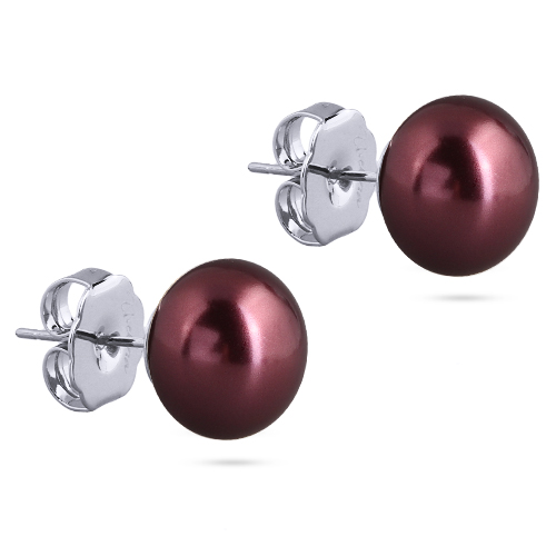 Пусеты (Майорка 12мм бургунди; покрытие родий)