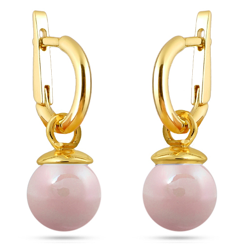 Серьги (Майорка 12мм розовая; покрытие золото)