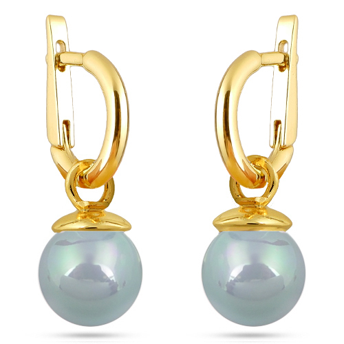 Серьги (Майорка 12мм голубая; покрытие золото)