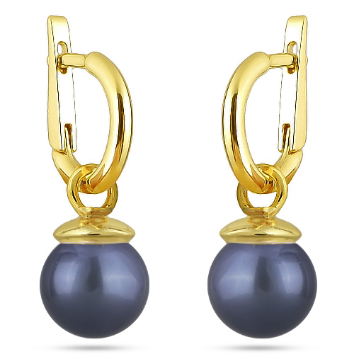 Серьги (Майорка 12мм черничная; покрытие золото)