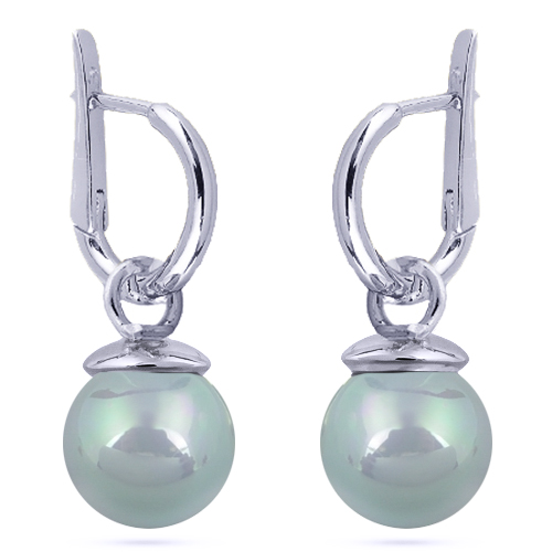 Серьги (Майорка 12мм голубая; покрытие родий)