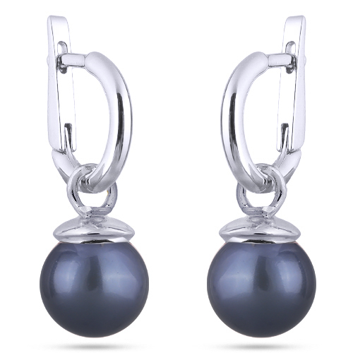 Серьги (Майорка 12мм черничная; покрытие родий)