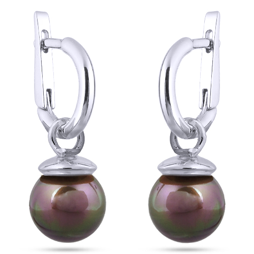 Серьги (Майорка 12мм шоколад; покрытие родий)