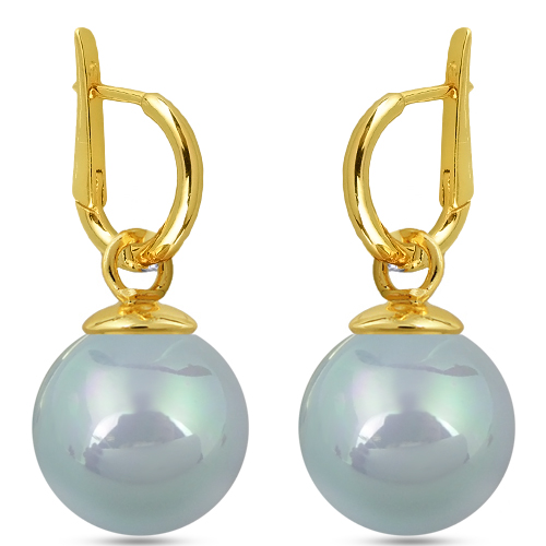 Серьги (Майорка 14мм голубая; покрытие золото)