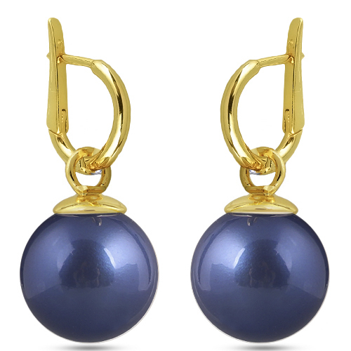 Серьги (Майорка 14мм черничная; покрытие золото)