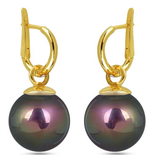 Серьги (Майорка 14мм бургунди хамелеон; покрытие золото)