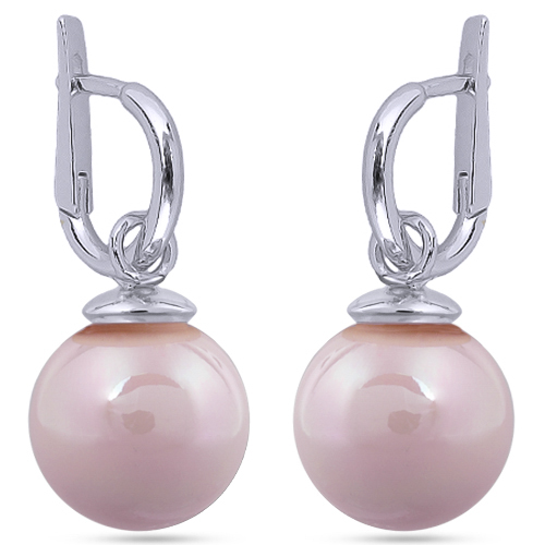 Серьги (Майорка 14мм розовая; покрытие родий)