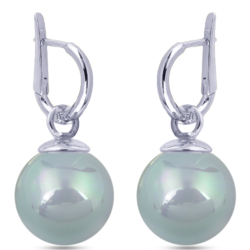 Серьги (Майорка 14мм голубая; покрытие родий)