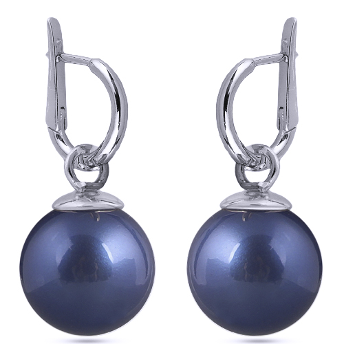 Серьги (Майорка 14мм черничная; покрытие родий)