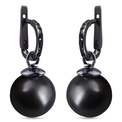 Серьги (Майорка 16мм черный матовый; покрытие черный родий)