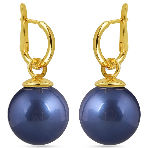 Серьги (Майорка 16мм черничная; покрытие золото )