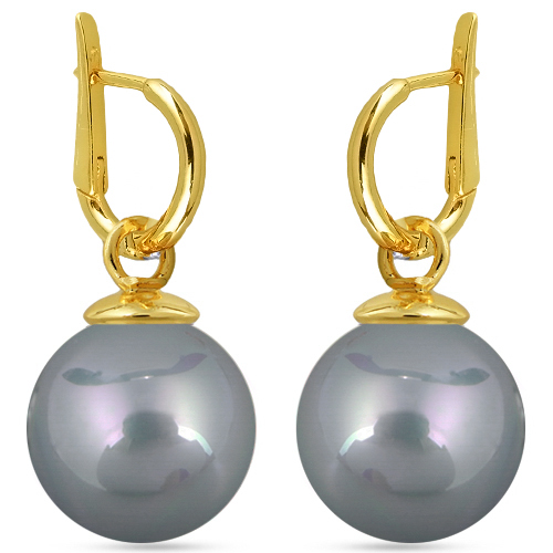 Серьги (Майорка 16мм серо-голубая; покрытие золото)