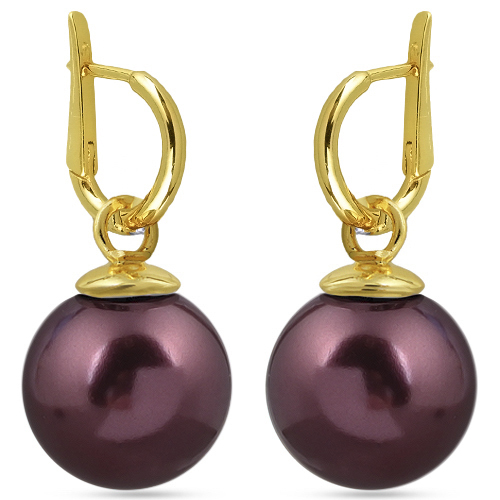 Серьги (Майорка 16мм бургунди; покрытие золото)