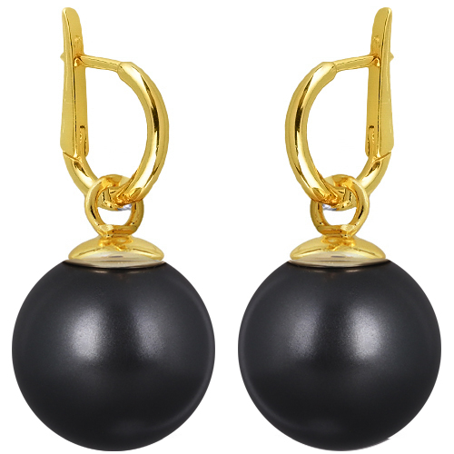 Серьги (Майорка 16мм черная матовая; покрытие золото)