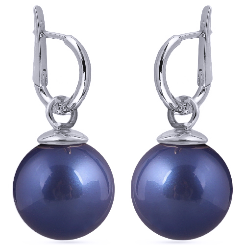 Серьги (Майорка 16мм черничная; покрытие родий)