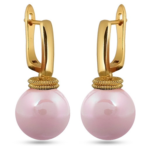 Серьги (Майорка 14мм розовая; покрытие золото)