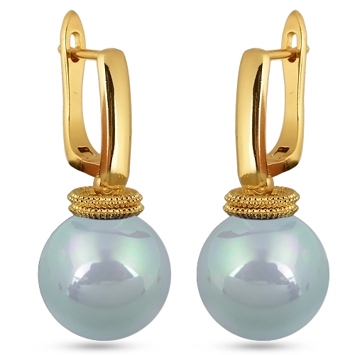 Серьги (Майорка 14мм голубая; покрытие золото)