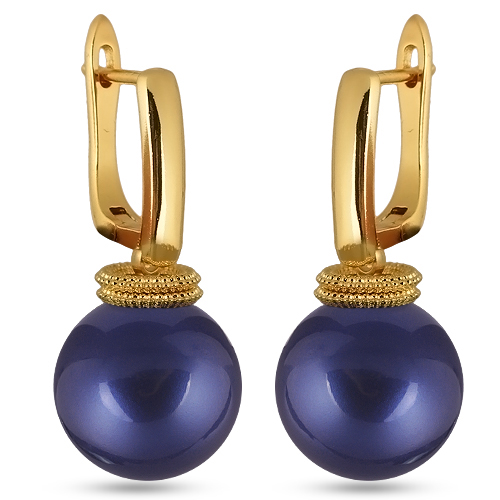 Серьги (Майорка 14мм черничная; покрытие золото)