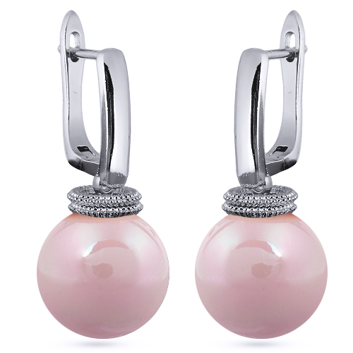 Серьги (Майорка 14мм розовая; покрытие родий)