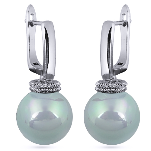 Серьги (Майорка 14мм голубая; покрытие родий)