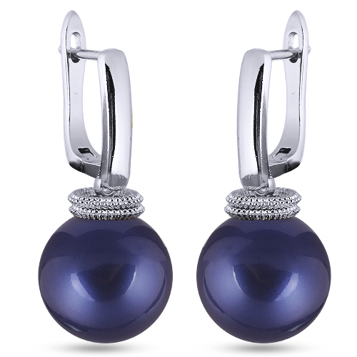 Серьги (Майорка 14мм черничная; покрытие родий)