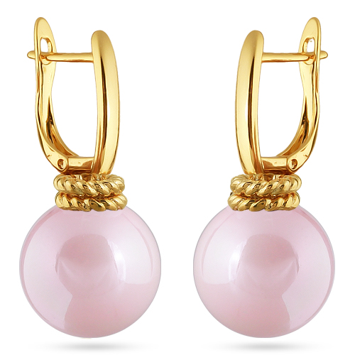 Серьги (Майорка 16мм розовая; покрытие золото)