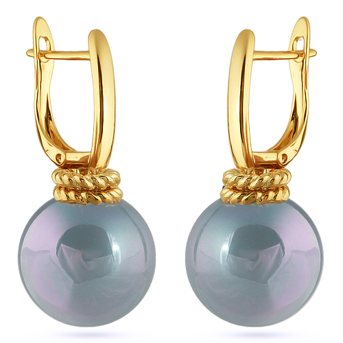 Серьги (Майорка 16мм голубая; покрытие золото)