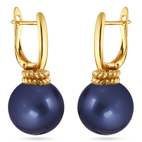 Серьги (Майорка 16мм черничная; покрытие золото)