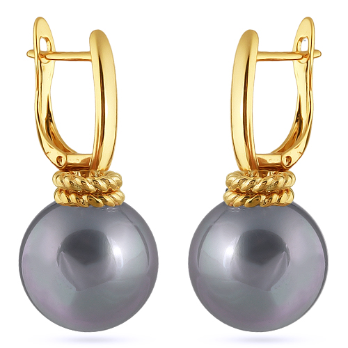 Серьги (Майорка 16мм серо-голубая; покрытие золото)