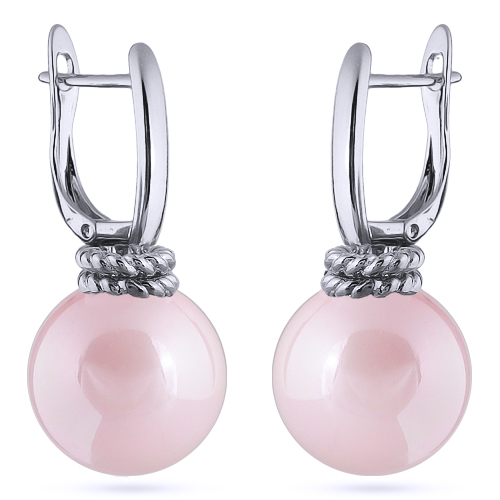 Серьги (Майорка 16мм розовая; покрытие родий)