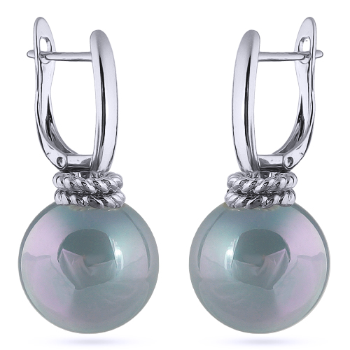 Серьги (Майорка 16мм голубая; покрытие родий)