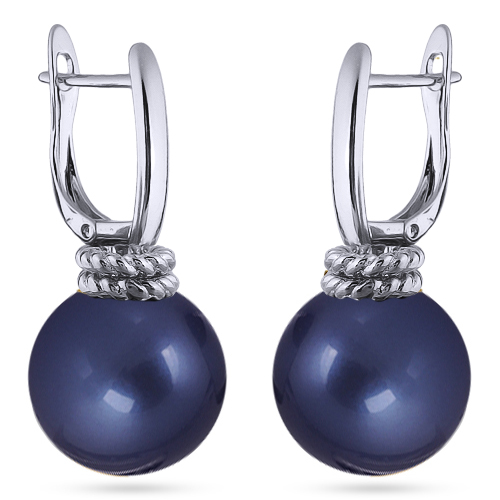 Серьги (Майорка 16мм черничная; покрытие родий)