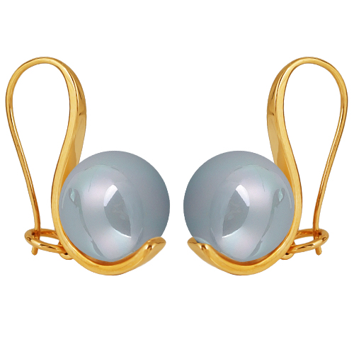 Серьги (Майорка 14мм голубая; покрытие золото)