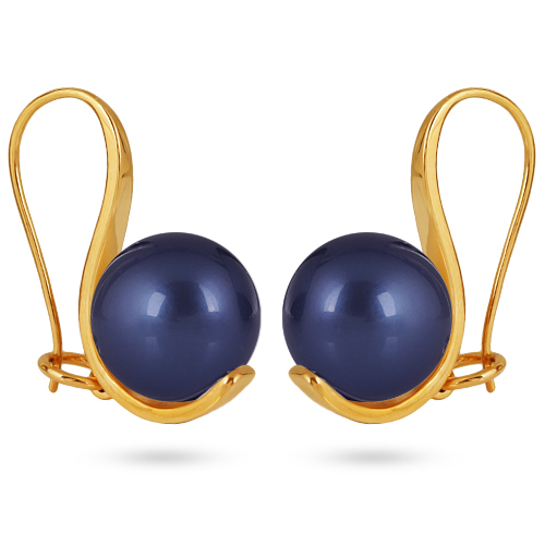 Серьги (Майорка 14мм черничная; покрытие золото)