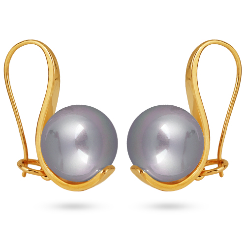 Серьги (Майорка 14мм серо-голубая; покрытие золото)