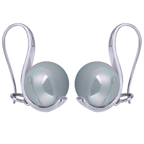 Серьги (Майорка 14мм голубая; покрытие золото)