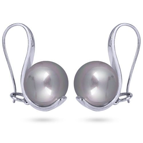 Серьги (Майорка 14мм серо-голубая; покрытие золото)