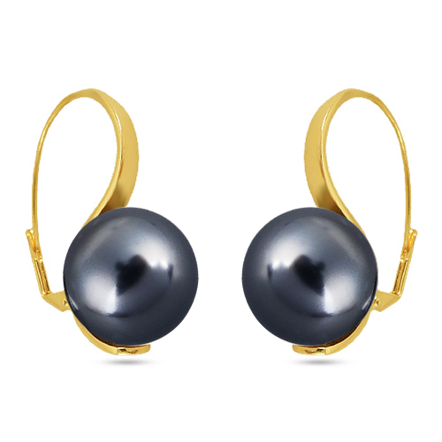 Серьги (Майорка 16мм темно-серая; покрытие золото)