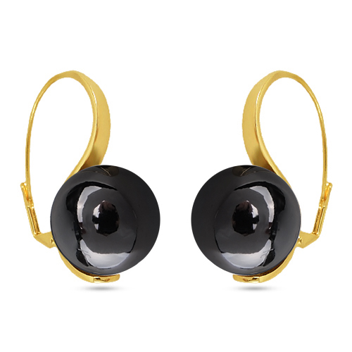 Серьги (Майорка 16мм черный мелаллик; покрытие золото)