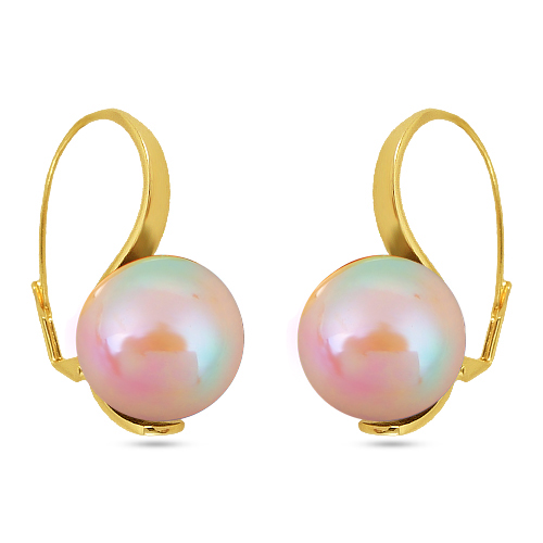 Серьги (Майорка 16мм нежный персик; покрытие золото)