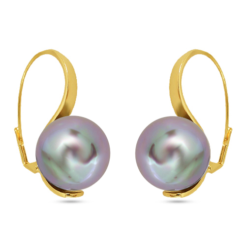 Серьги (Майорка 16мм серо-коричневая; покрытие золото)