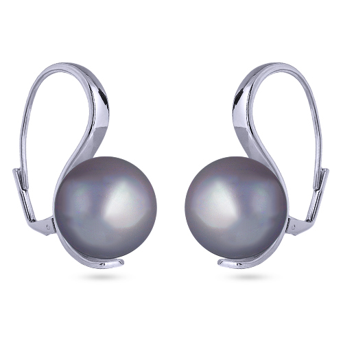 Серьги (Майорка 16мм серо-голубая; покрытие родий)