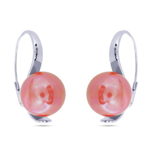 Серьги (Майорка 16мм коралл; покрытие родий)