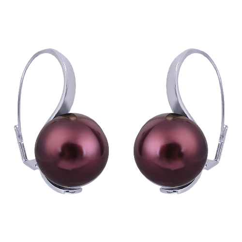 Серьги (Майорка 16мм бургунди; покрытие родий)