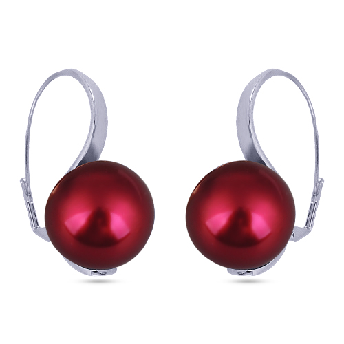 Серьги (Майорка 16мм малиновая; покрытие родий)