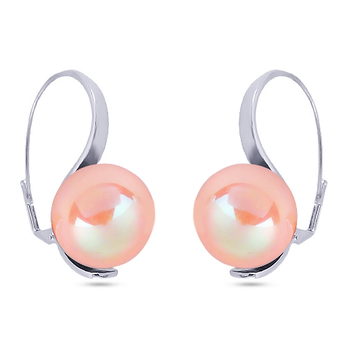 Серьги (Майорка 16мм нежный персик; покрытие родий)