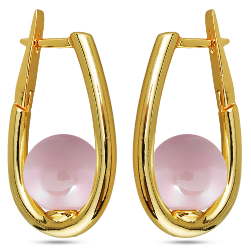 Серьги (Майорка 12мм холодно-розовая; покрытие золото)