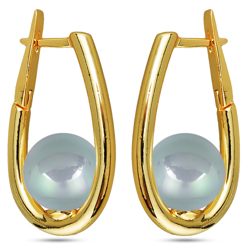 Серьги (Майорка 12мм голубая; покрытие золото)