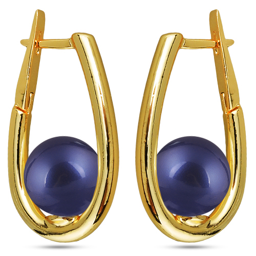 Серьги (Майорка 12мм черничная; покрытие золото)